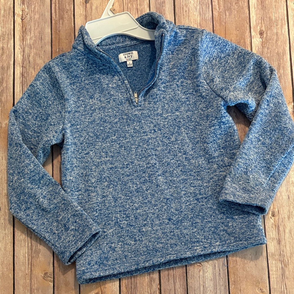 crown & ivy Heathered Blue Half-Zip Pullover